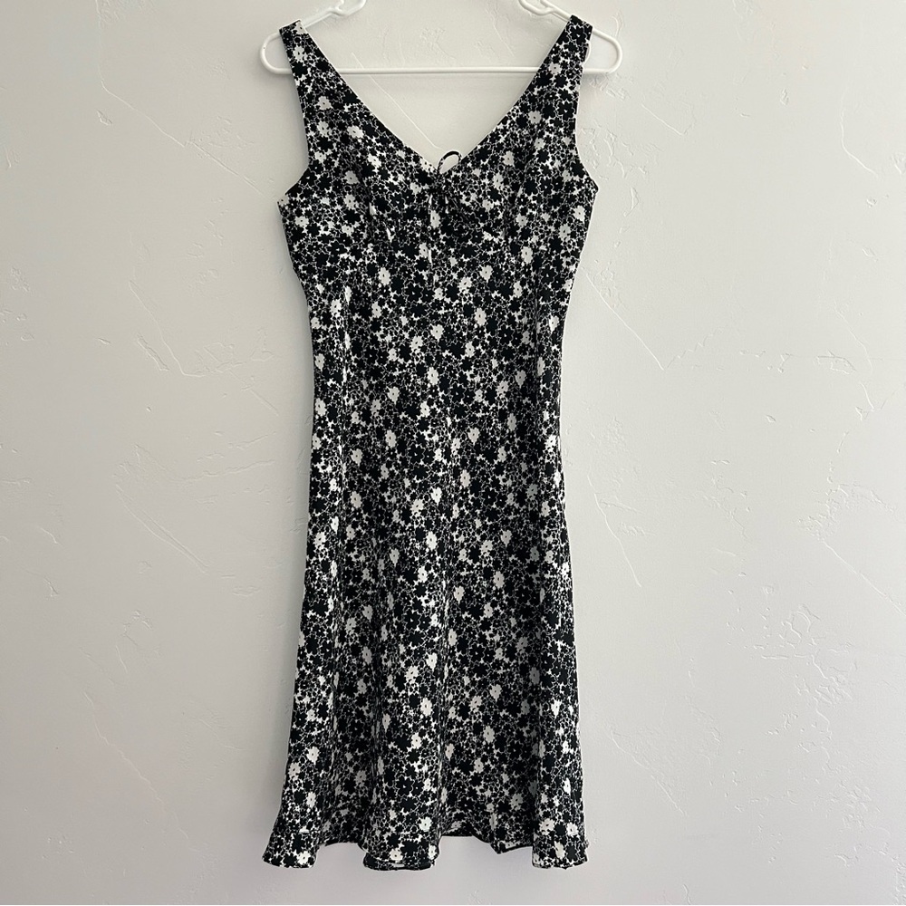 Vintage 90’s Express Mini Dress Ditzy Floral Black and White Size 5/6